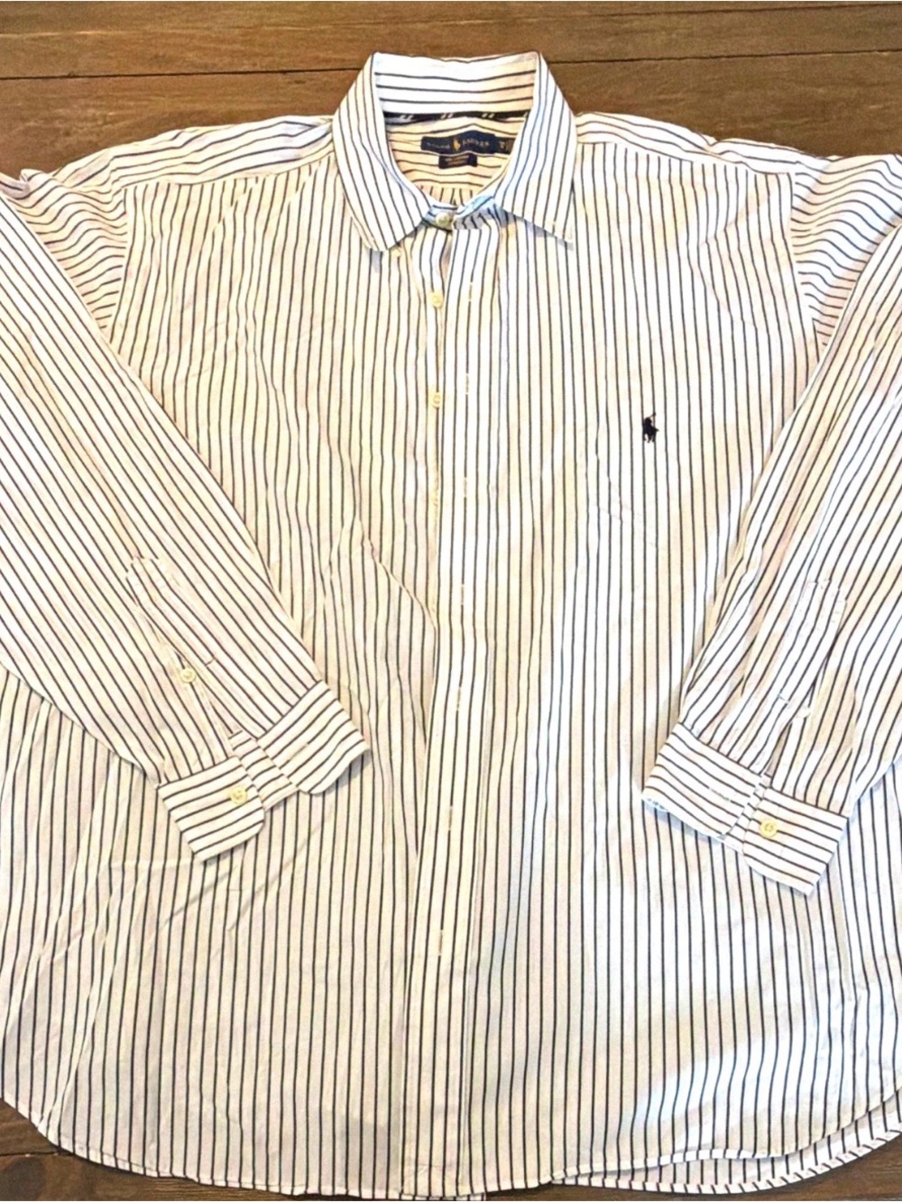 Ralph Lauren White Black Striped Cotton Dress Shirt